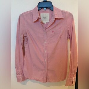 American Eagle Outfitters Red & White Striped Shirt